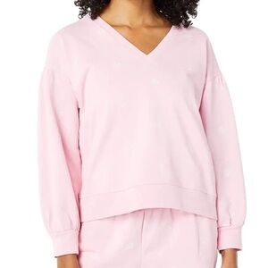 NWT Draper James Bobbie Sweatshirt in Pink Embroidered Viola spring floral